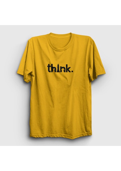 Unisex Sarı Think Chess Satranç T-Shirt