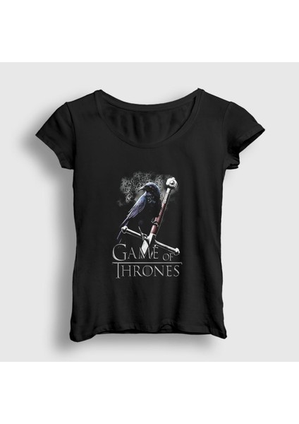 Kadın Siyah Sword Dizi Game Of Thrones T-Shirt