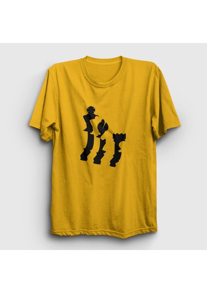 Unisex Sarı Pieces Chess Satranç T-Shirt