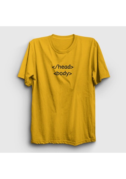 Unisex Sarı Head Body Html Developer Yazılımcı T-Shirt