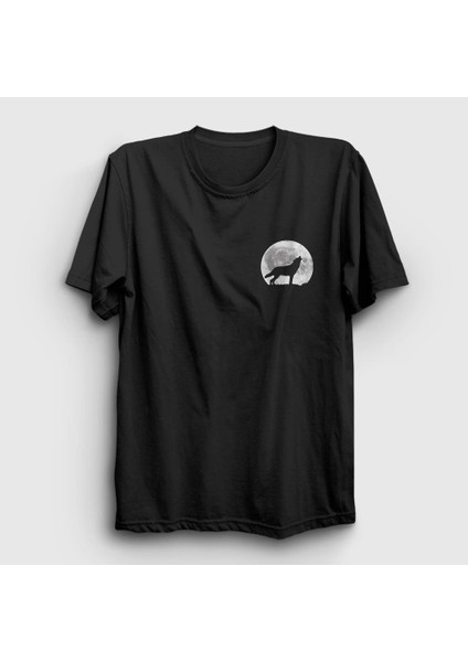 Unisex Siyah Howl Moon Wolf Kurt T-Shirt