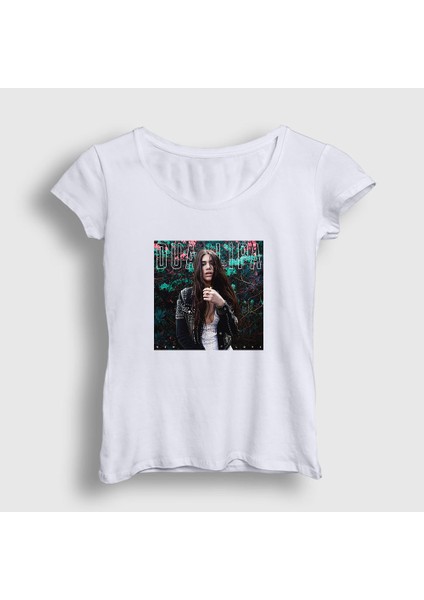 Kadın Beyaz Poster V2 Dua Lipa T-Shirt