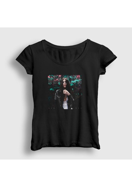 Kadın Siyah Poster V2 Dua Lipa T-Shirt