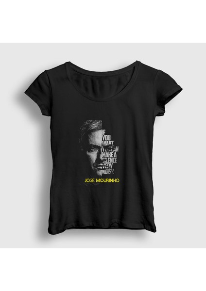 Kadın Siyah Silence Jose Mourinho T-Shirt