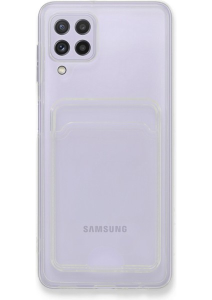 Samsung Galaxy A22 Kılıf Kart Şeffaf Silikon - Şeffaf
