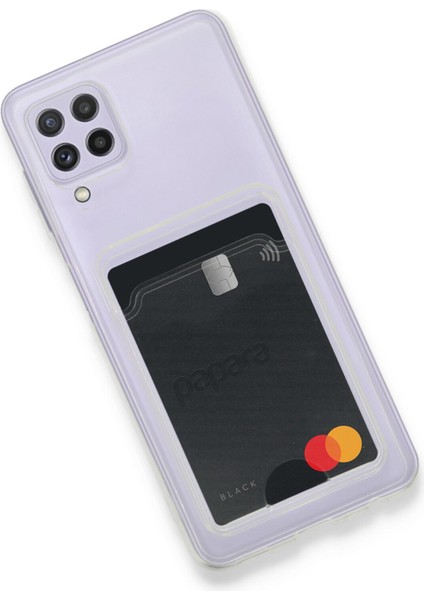 Samsung Galaxy A22 Kılıf Kart Şeffaf Silikon - Şeffaf