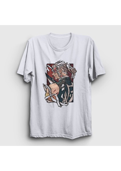 Unisex Beyaz Tengen Uzui Anime Demon Slayer Kimetsu No Yaiba T-Shirt