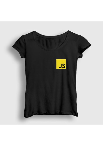 Kadın Siyah Javascript Coder Programmer Developer Yazılımcı T-Shirt