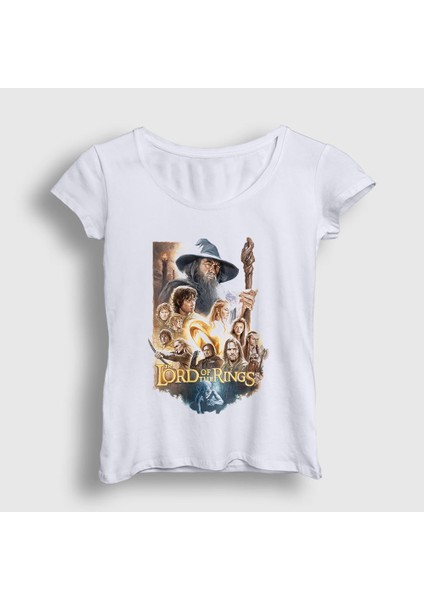 Kadın Beyaz Poster Yüzüklerin Efendisi The Lord Of The Rings T-Shirt