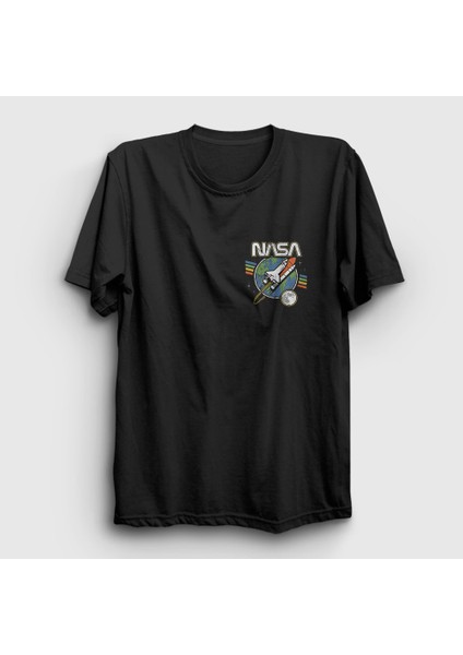 Unisex Siyah Rocket Nasa Space Uzay T-Shirt