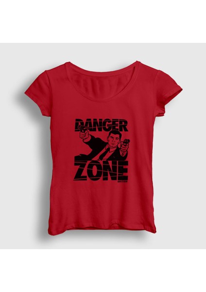 Kadın Kırmızı Danger Zone Sterling Archer T-Shirt