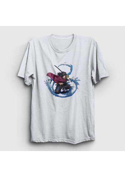 Unisex Beyaz Water Giyu Tomioka Anime Demon Slayer Kimetsu No Yaiba T-Shirt