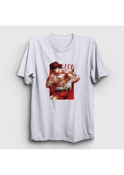 Unisex Beyaz Strong V2 Anime Hanma Baki T-Shirt