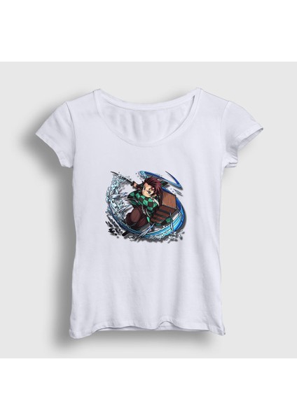 Kadın Beyaz Water Tanjiro Kamado Anime Demon Slayer Kimetsu No Yaiba T-Shirt
