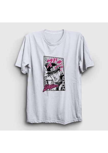 Unisex Beyaz Jotaro Kujo Anime Jojo T-Shirt