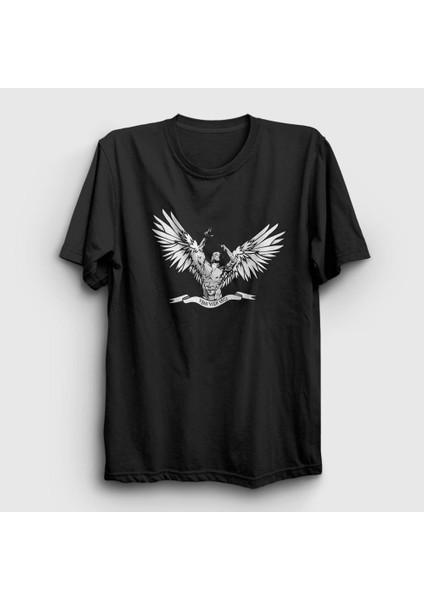 Unisex Siyah Angel Gym Fitness Zyzz T-Shirt
