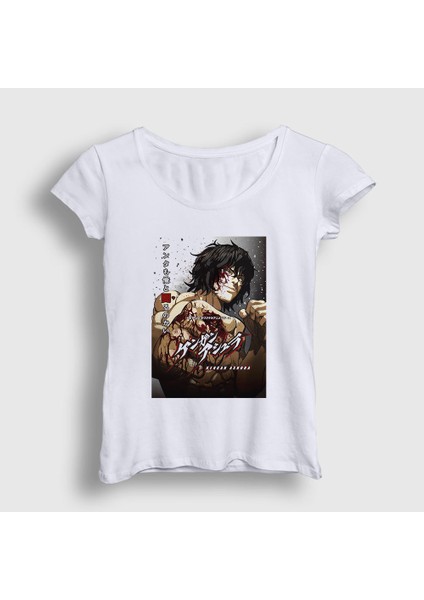 Kadın Beyaz Ohma Tokita V3 Anime Kengan Ashura T-Shirt