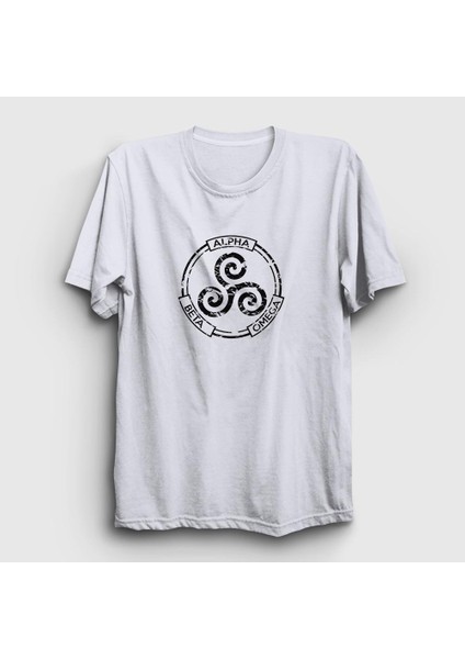 Unisex Beyaz Alpha Beta Omega Dizi Teen Wolf T-Shirt
