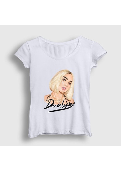Kadın Beyaz Blonde Dua Lipa T-Shirt