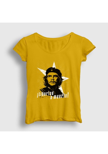 Kadın Sarı Libertad O Muerte Che Guevara T-Shirt