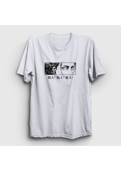Unisex Beyaz Eren Yeager Flowers Anime Attack On Titan T-Shirt