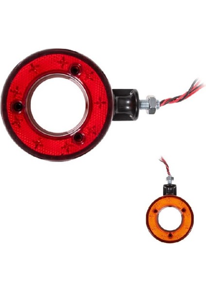 Formplas Ayna Altı Küpe Içi Boş 18 Led'li 120MM 12V-24V Sarı - Kırmızı