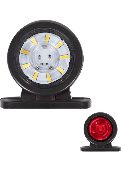 Formplas Mini Düz Lamba Lensli Cam 18 Led'li 70MM 12V-24V Beyaz - Kırmızı