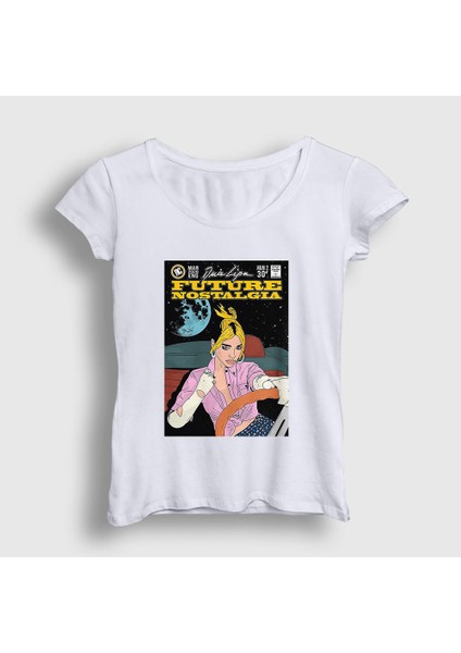 Kadın Beyaz Future Nostalgia Dua Lipa T-Shirt