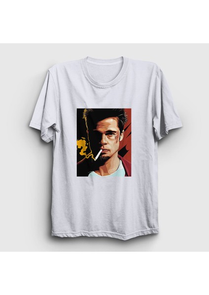 Unisex Beyaz Tyler Durden Brad Pitt Fight Club T-Shirt