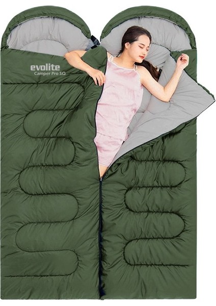 Camper Pro Sq Birleştirilebilir 2 Kişilik Uyku Tulumu - Haki