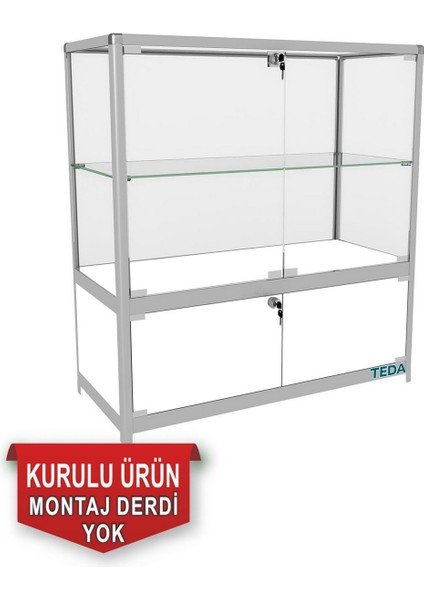 Camlı Vitrin - Cam Dolap - Camlı Koleksiyon Vitrini - Teşhir Vitrini - Kupa Dolabı  95X90X40