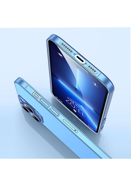 0.3mm iPhone 14 Plus 6.7inch Kamera Korumalı Silikon Kılıf, Şeffaf Buzlu Magsafe Uyumlu Kılıf