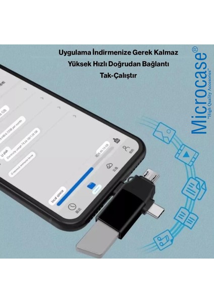 3in1 USB 3.0 Hızlı Lightning Type-C ve Micro USB Otg Adaptör - AL3534