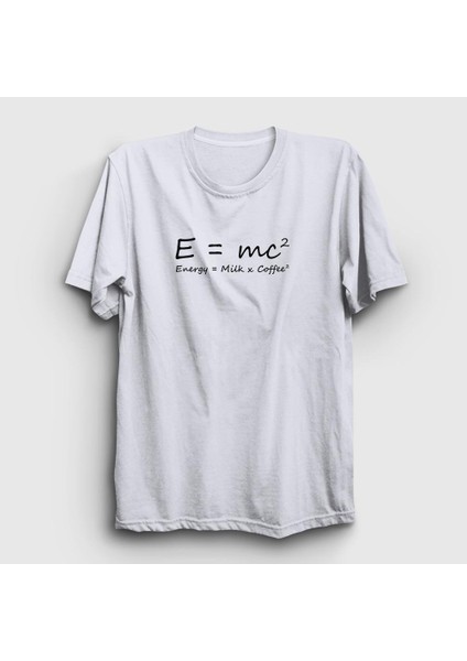 Unisex Beyaz Energy Milk Coffee Science Albert Einstein T-Shirt