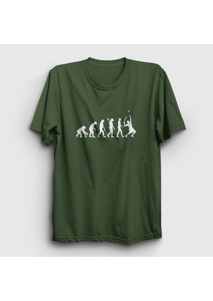 Unisex Haki Evolution Evrim Spor Tennis Tenis T-Shirt