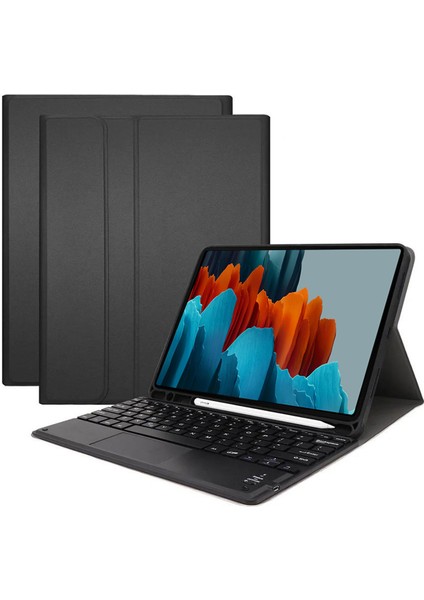 Samsung Galaxy Tab S7 T870 / S8 X700 Bluetooth Klavye + Touchpad Kalem Koymalı Standlı Kılıf-Bkk3