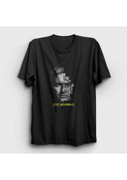 Unisex Siyah Silence Jose Mourinho T-Shirt