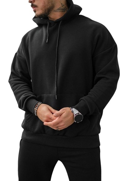 Erkek Oversize Kanguru Cepli Sweatshirt