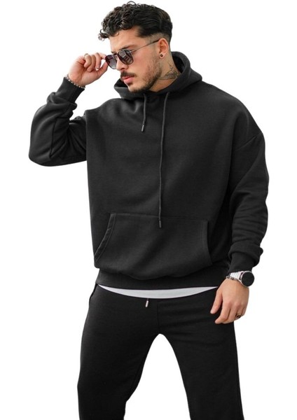 Erkek Oversize Kanguru Cepli Sweatshirt