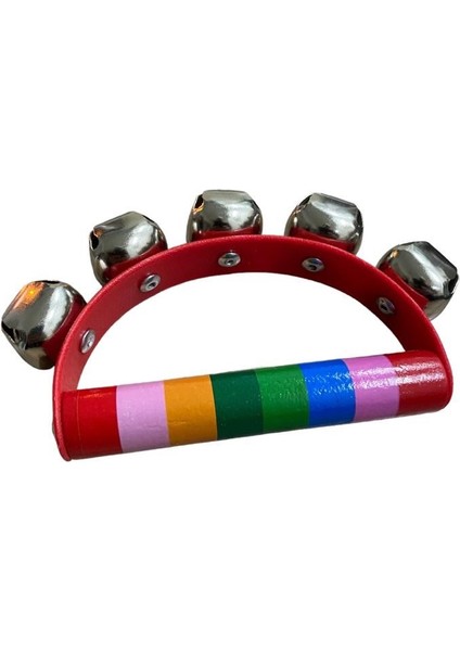 7+1 Renk Zilli Ahşap Çıngırak - Zilli Çıngırak - Doğal Çıngırak Kırmızı Saplı fiyatları