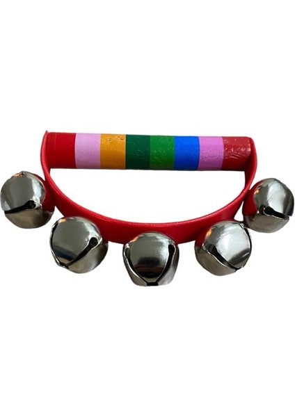 7+1 Renk Zilli Ahşap Çıngırak - Zilli Çıngırak - Doğal Çıngırak Kırmızı Saplı modelleri