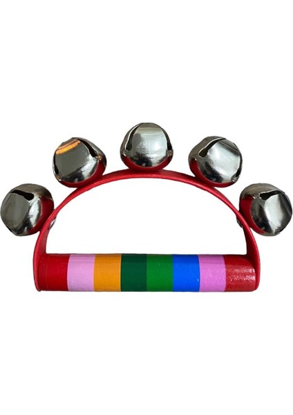 7+1 Renk Zilli Ahşap Çıngırak - Zilli Çıngırak - Doğal Çıngırak Kırmızı Saplı fırsatları