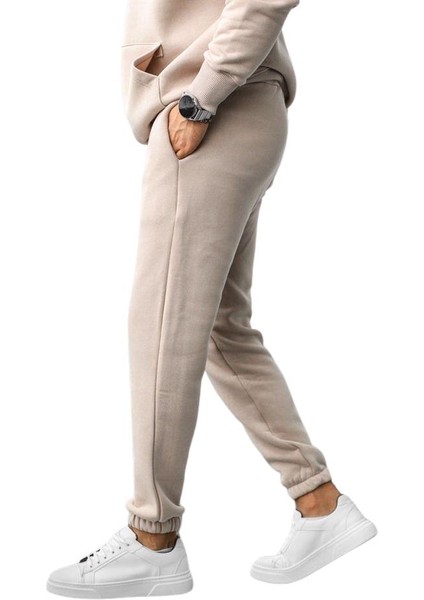 Erkek Insıde Relaxed 3 Iplik Kalın Şardonlu Kışlık Pamuklu Unisex Lastik Paça Eşofman Altı