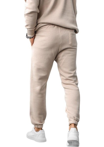 Erkek Insıde Relaxed 3 Iplik Kalın Şardonlu Kışlık Pamuklu Unisex Lastik Paça Eşofman Altı