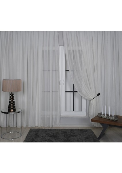 Elegante Pilesiz Düz Tül Perde Krem