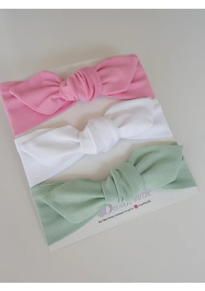 Swan Butik Renkli Kız Çocuk Bebek Bandana Seti 'lü Pembe Mint Beyaz