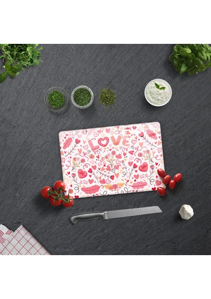 Cam Kesme Tahtası - Cam Kesme Tablası | Love - Renkli |
