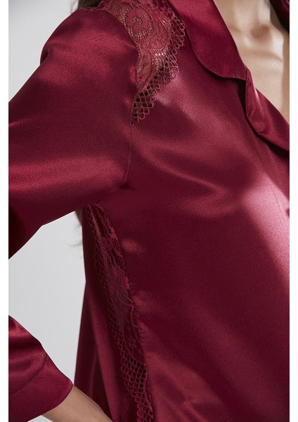 1438 Saten Dantelli Pijama Takımı
