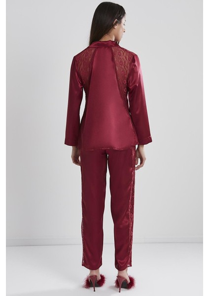 1438 Saten Dantelli Pijama Takımı
