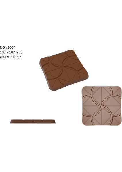 1094 - Asimetrik Tablet Çikolata Kalıbı